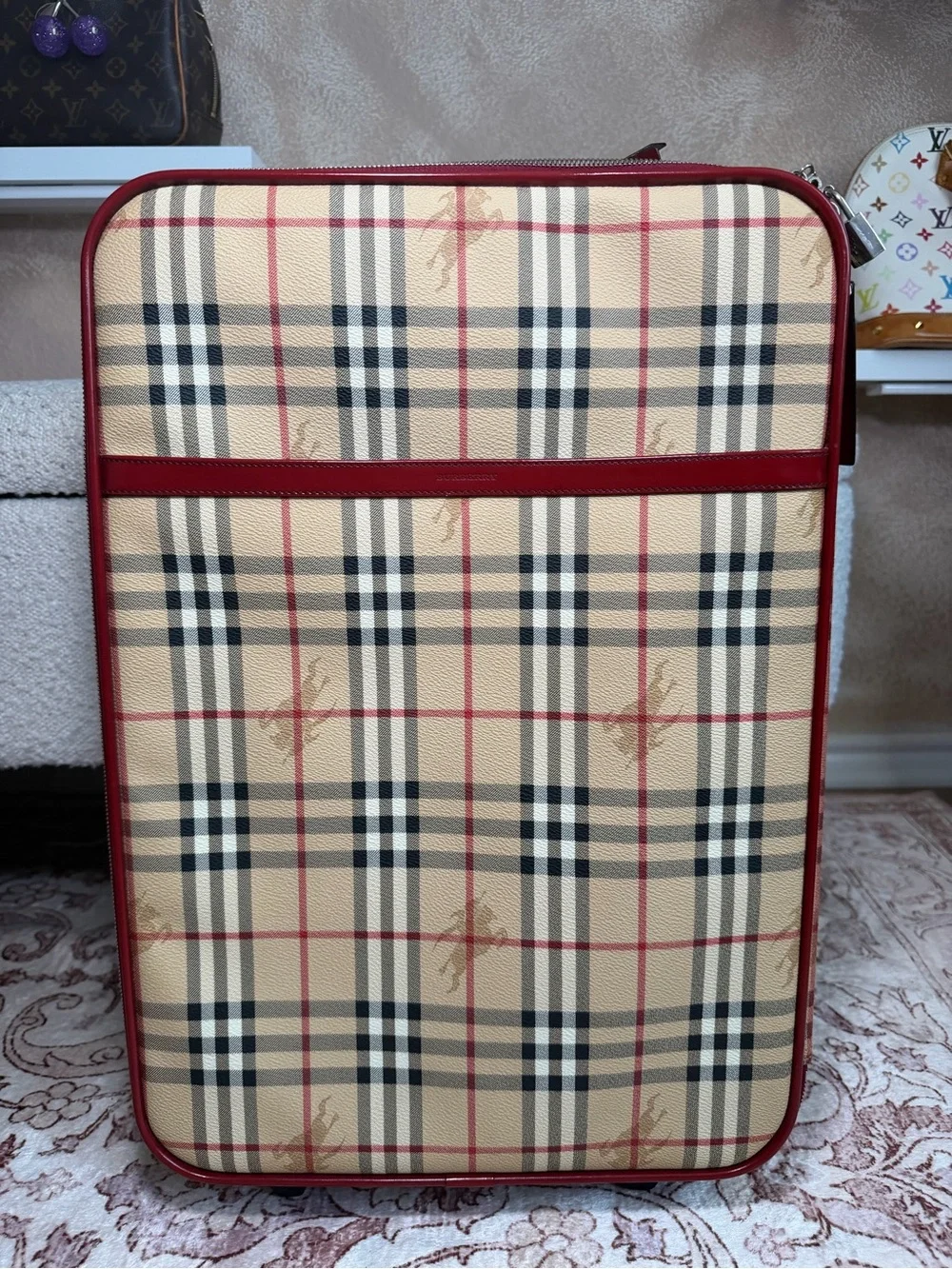 Burberry Classic Checkered Carry-On with Red Trim